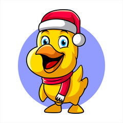 duck christmast, funny mascot vector illustration