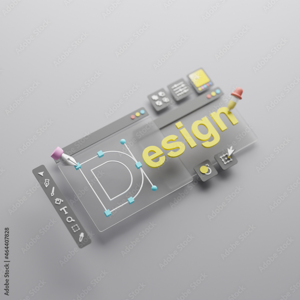 Fototapete graphic designer creative creator design logo artwork curve pen tool illustration equipment icons di