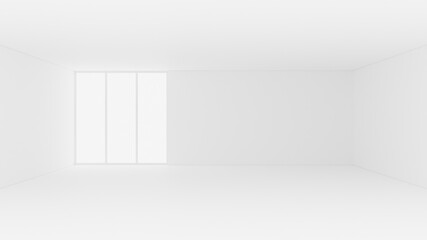 White clean empty architecture interior space room studio background wall display products minimalistic. 3d rendering.