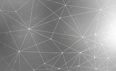 Polygonal web pattern on grey background. Abstract plexus network 3d illustration.