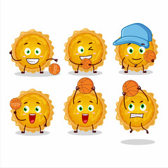 Talented egg tart cartoon character as a basketball athlete