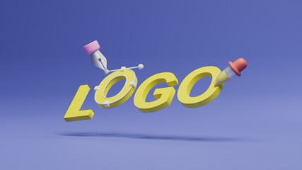 Graphic designer creative creator design logo artwork curve pen tool illustration equipment icons digital computer display workspace. Graphic design software. 3d rendering.