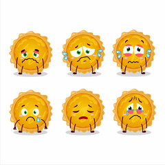 Egg tart cartoon character with sad expression