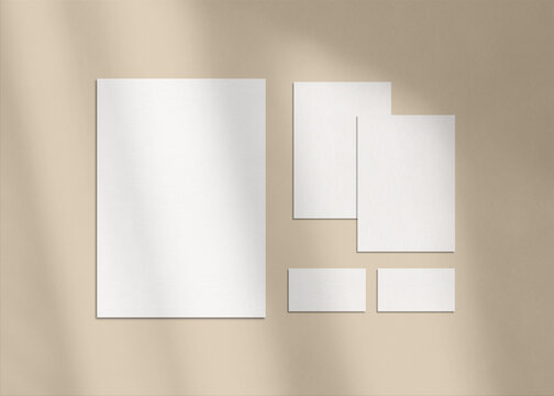 Brand Stationery Set Mockup Empty Paper Cards Business card mock up Prints Branding design template background