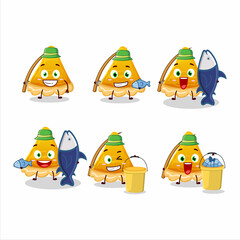 A fisherman slice of egg tart cartoon picture catch a big fish