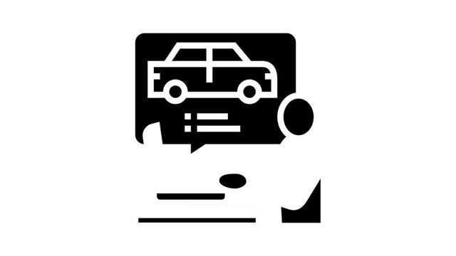 driving test preparation animated glyph icon. driving test preparation sign. isolated on white background