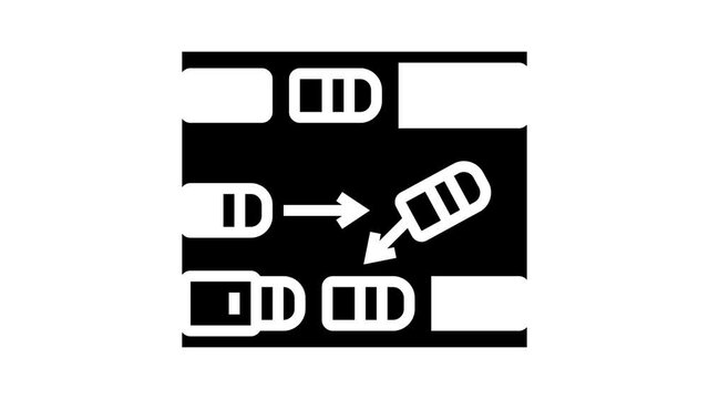 parallel parking animated glyph icon. parallel parking sign. isolated on white background
