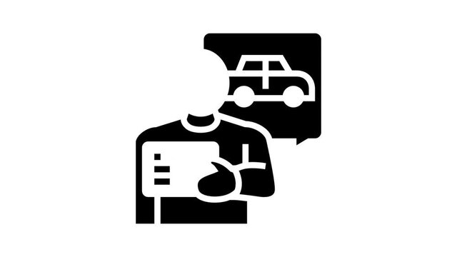 getting drivers license animated glyph icon. getting drivers license sign. isolated on white background