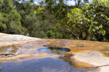 Natural rock pool formation along coastline