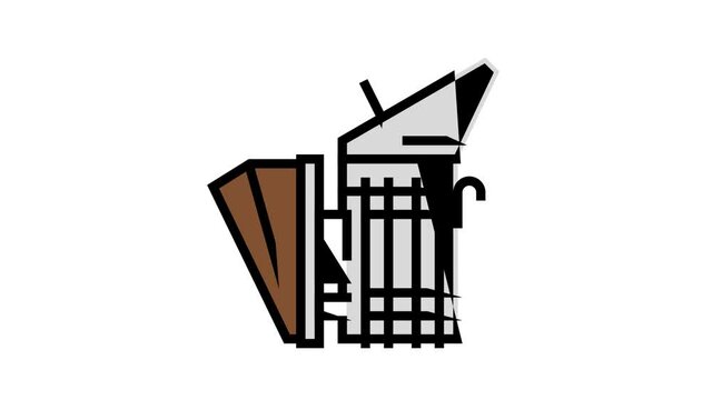 smoker beekeeping animated color icon. smoker beekeeping sign. isolated on white background