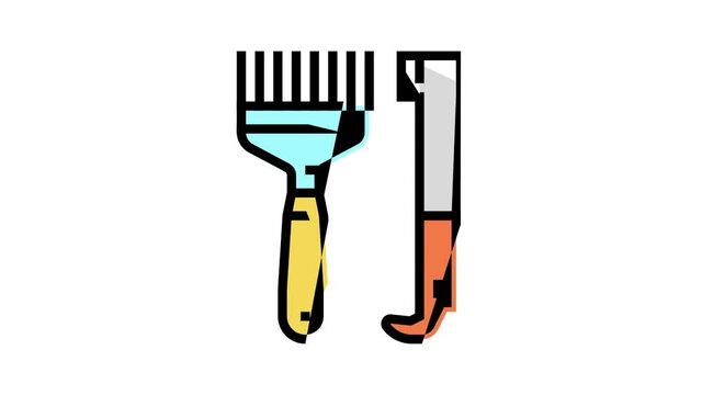 hand tools beekeeping animated color icon. hand tools beekeeping sign. isolated on white background