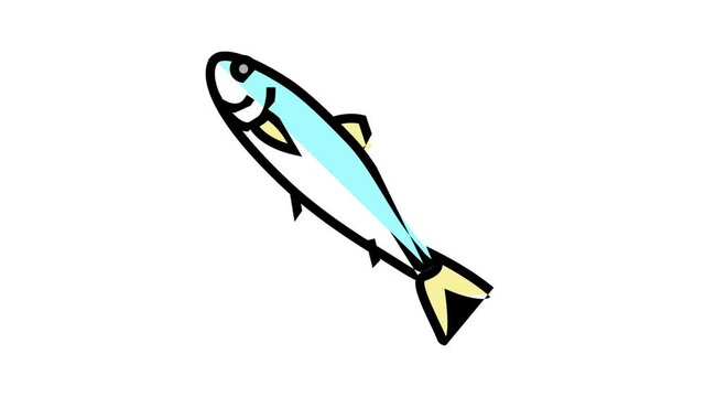 atlantic herring animated color icon. atlantic herring sign. isolated on white background