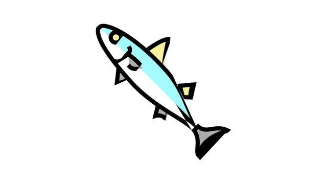 chub mackerel animated color icon. chub mackerel sign. isolated on white background