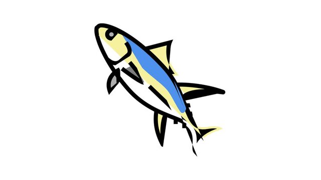 yellowfin tuna animated color icon. yellowfin tuna sign. isolated on white background