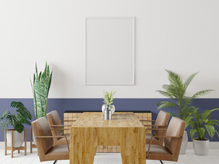 3D Mockup photo frame in Modern interior of dining room