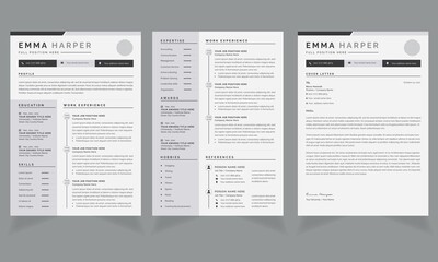 Resume / cv template with Gray Accents
