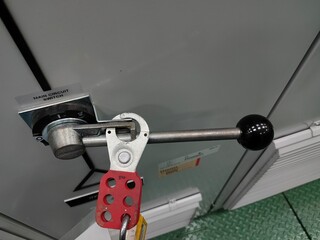 Lockout Tagout , Electrical safety system.Key lock switch or circuit breaker for safety protect.in electric room