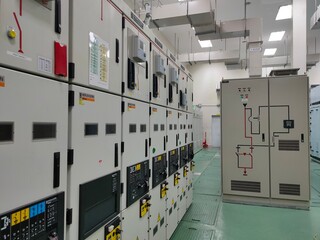 Electric room in industrial,selective focus.