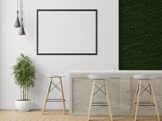 3D Mockup photo frame in Modern interior of dining room