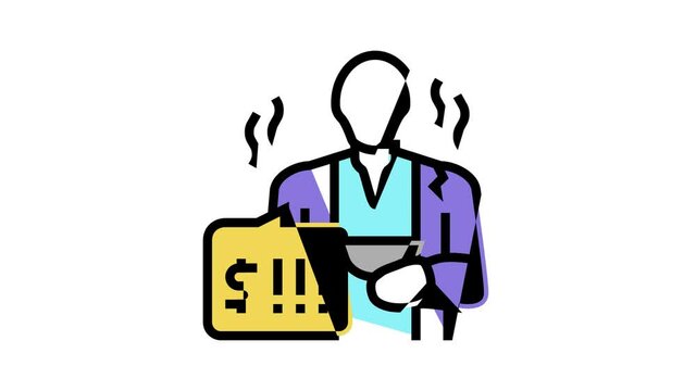 poverty social problem animated color icon. poverty social problem sign. isolated on white background