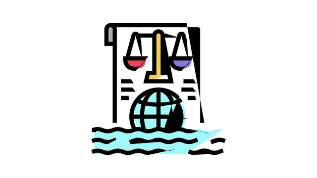 ocean and law of sea social problem animated color icon. ocean and law of sea social problem sign. isolated on white background