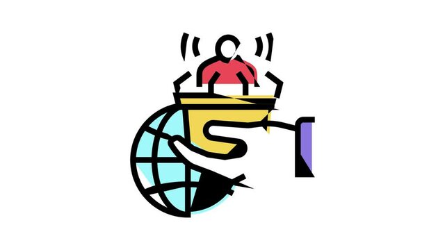 democracy social problem animated color icon. democracy social problem sign. isolated on white background