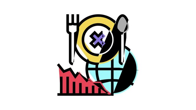 food social problem animated color icon. food social problem sign. isolated on white background