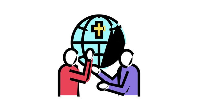 religious conflicts social problem animated color icon. religious conflicts social problem sign. isolated on white background