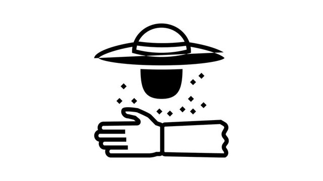 beekeeping clothing animated line icon. beekeeping clothing sign. isolated on white background