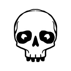 human skull simple illustration in black and white