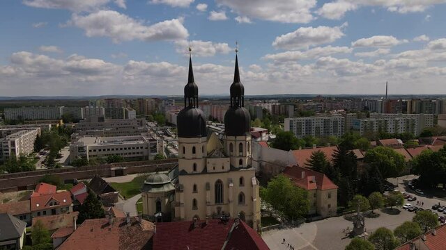 Historic part of Trnava city from above.