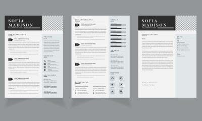 Clean Grey Sidebar Resume Layout Set