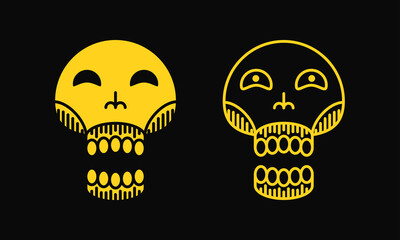 skull illustration. line, simple and scary logotype. yellow. suitable for logo, icon, symbol, emblem, sign or t shirt design