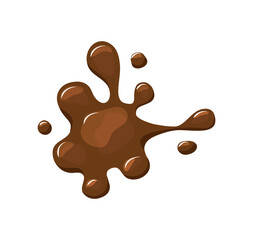 Hot chocolate spill spots on white isolated background. Brown liquid. Vector cartoon illustration