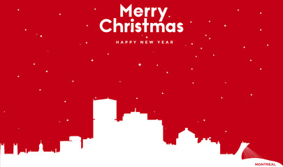 Obraz premium Christmas and new year red greeting card with white cityscape of Montreal