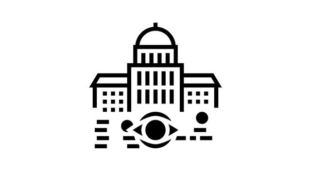 Government accountability and transparency and corruption social problem animated line icon. Government accountability and transparency and corruption social problem sign. isolated on white background