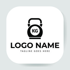 kettlebell sports logo template illustration vector graphic