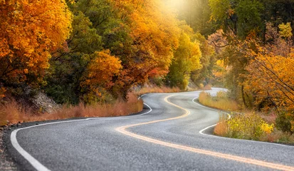 Foto op Canvas Scenic winding byway Alpine loop in Utah surrounded with brilliant fall foliage © SNEHIT PHOTO