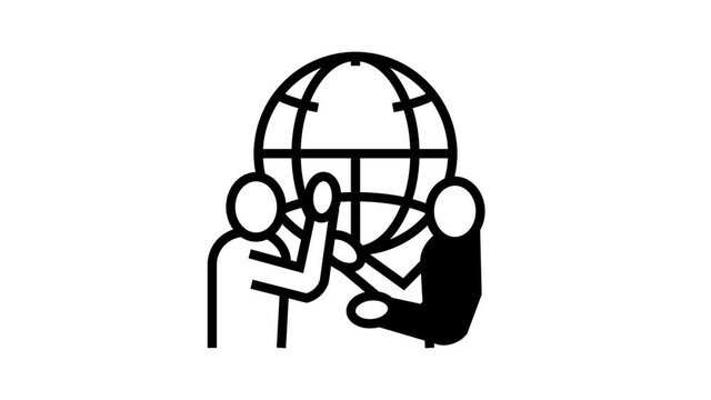 religious conflicts social problem animated line icon. religious conflicts social problem sign. isolated on white background