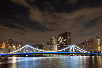 Illuminated Kiyosu Bridge in Tokyo, Japan