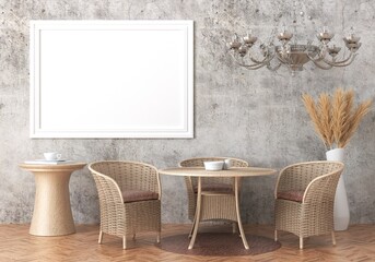 3D Mockup photo frame in Modern interior of Lobby hall