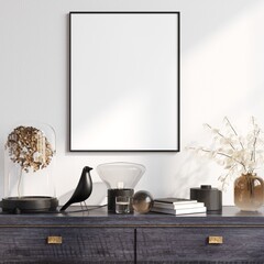 3D Mockup photo frame in Modern interior of living room