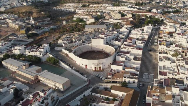 Plaza de Toros Bullring in Ayamonte, Huelva, Spain. Moorish style architecture