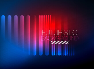Bright neon color techno abstract background, shiny glowing neon lines in the dark background