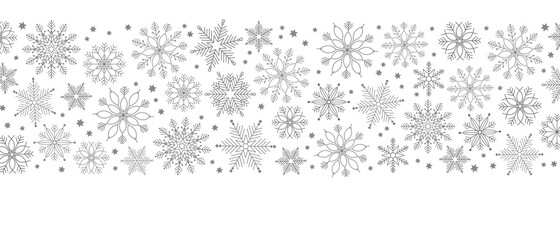 Winter seamless background with snowflakes pattern. Silver gold boho nautral baige Christmas motif.