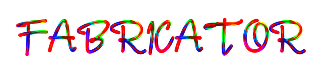 Fabricator - text written with colorful custom font on white background. Colorful Alphabet Design 3D Typography
