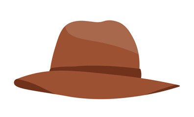 a boho hat on an isolated background in a cartoon flat style.brown