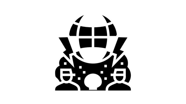 large scale conflict and wars social problem animated glyph icon. large scale conflict and wars social problem sign. isolated on white background