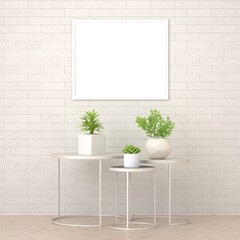 3D Mockup photo frame in Modern interior of living room