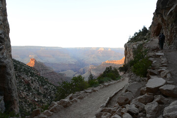 Scenic view of a trail on the south rim of the Grand Canyon
